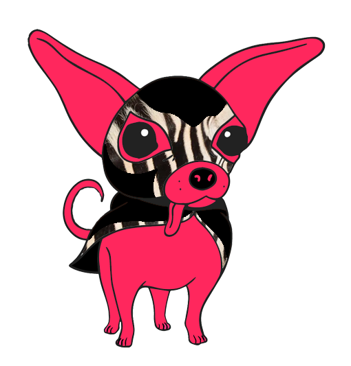 An illustrated chihuahua wearing the mask of a luchador